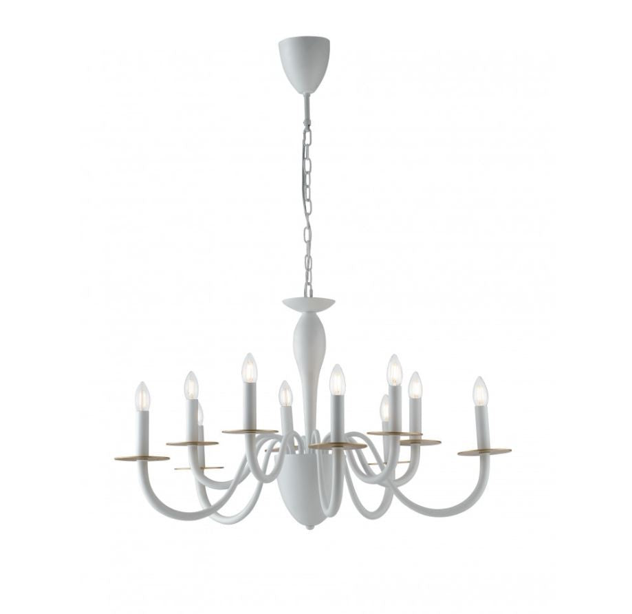 Sospensione 10 luci in metallo nero o bianco-oro 10XE14 non incl. ARMSTRONG Sospensione 10 luci in metallo nero o bianco-oro 10XE14 non incl. ARMSTRONG
